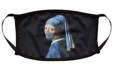 Girl with a Pearl Earring wearing blue mask
