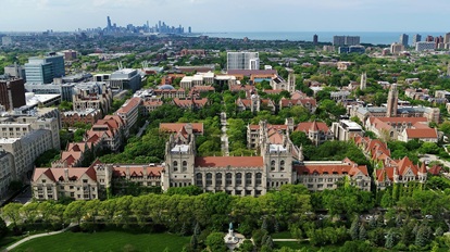 Aerial view of the University of Chicago campus