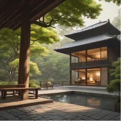 AI generated image of a Asian architectural styled building