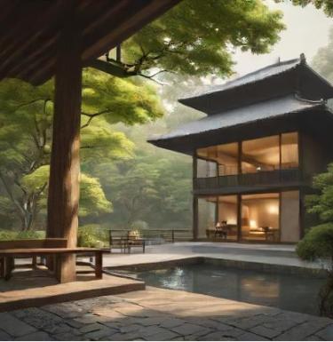 AI generated image of a Asian architectural styled building